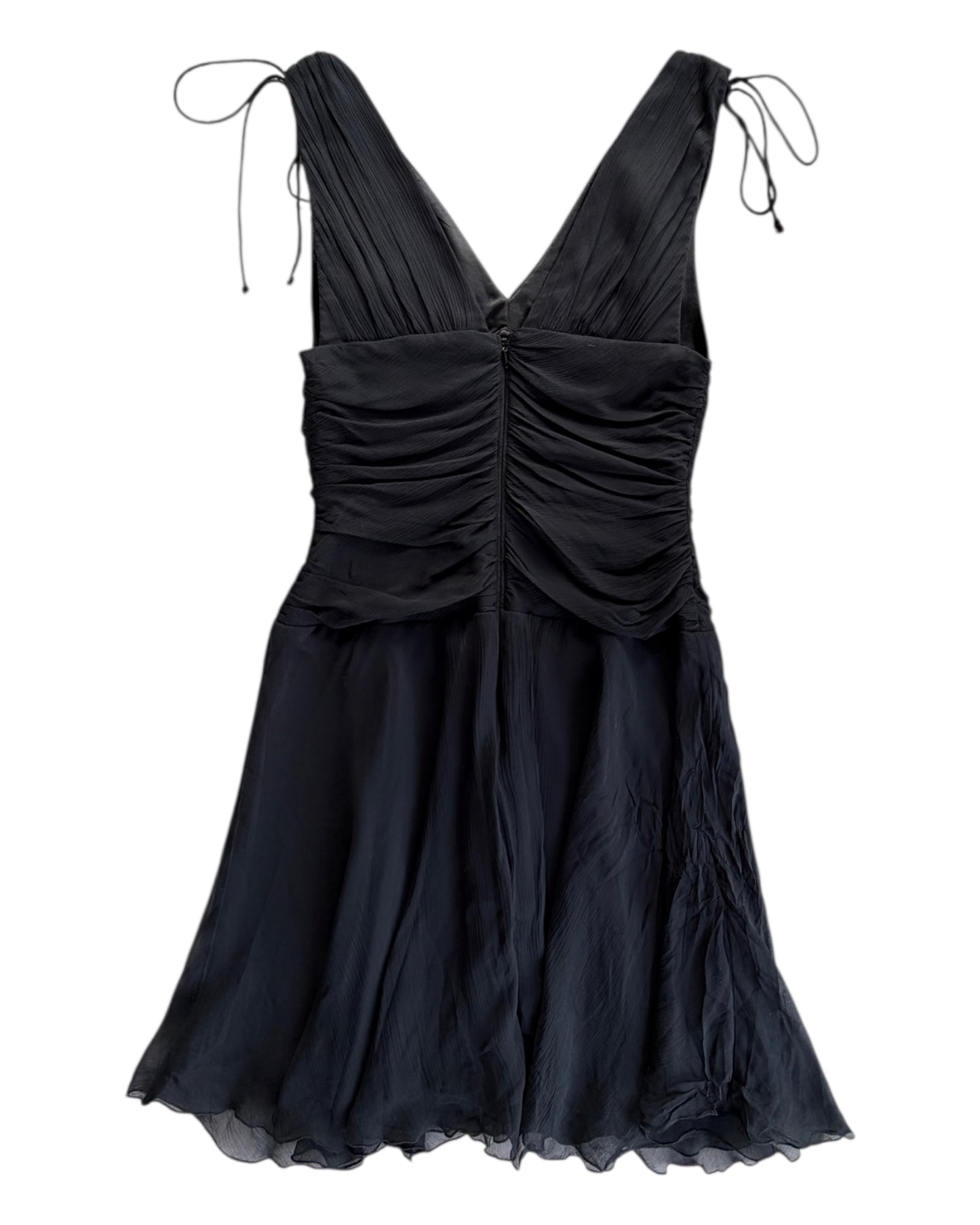 2000S EXPRESS BLACK RUCHE WRAP DRESS