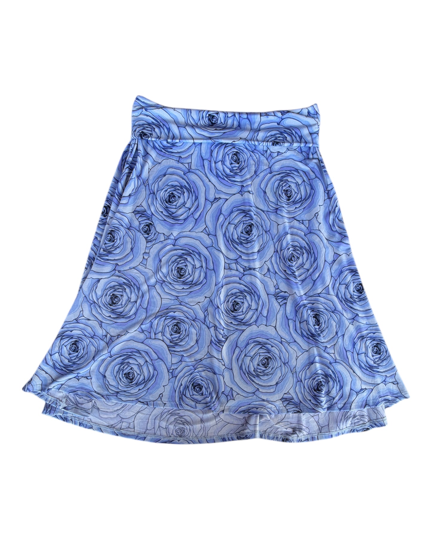 2000S LULAROE BLUE ROSE FLORAL SKIRT