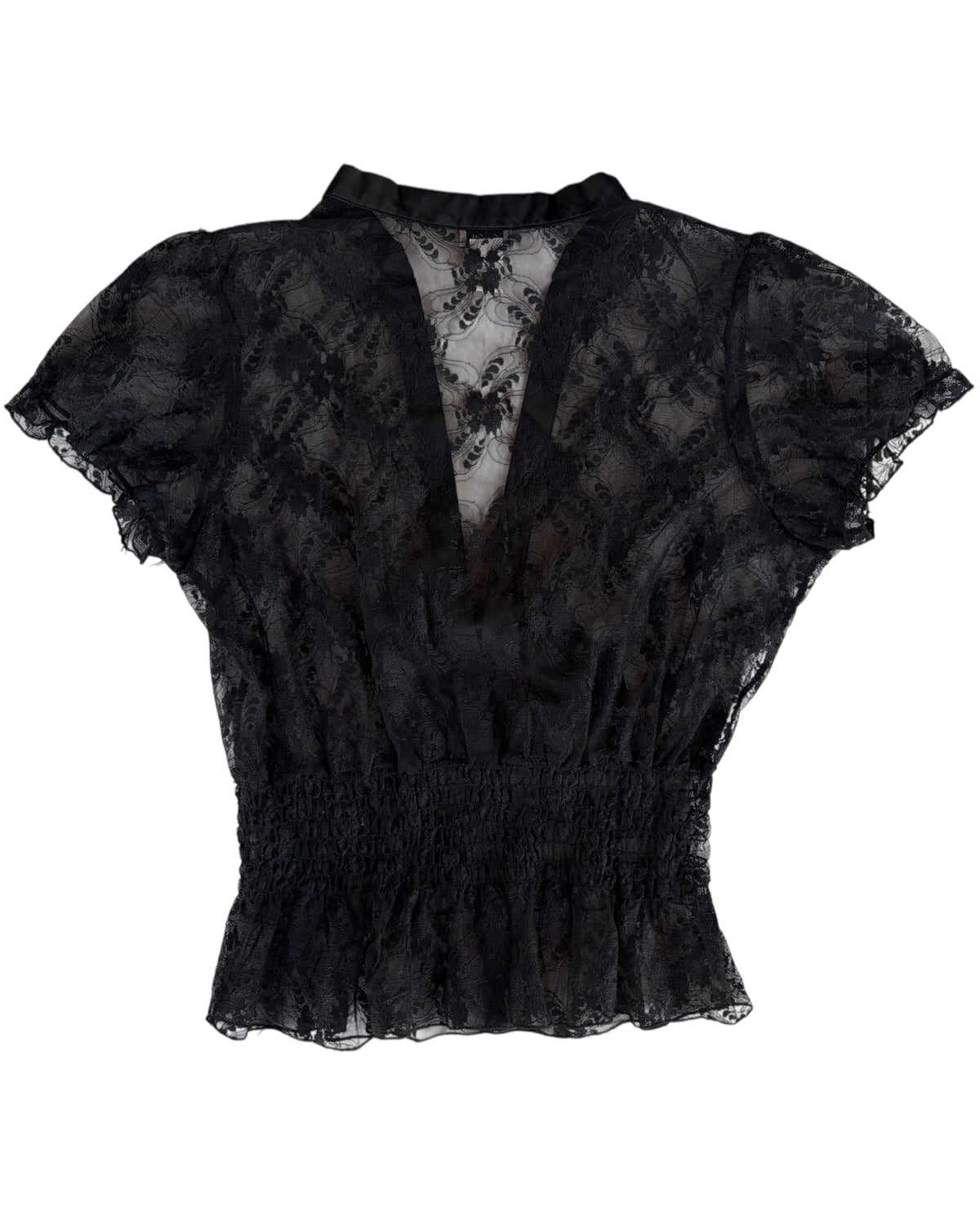 2000S CDW BLACK LACE TIE FRONT TOP