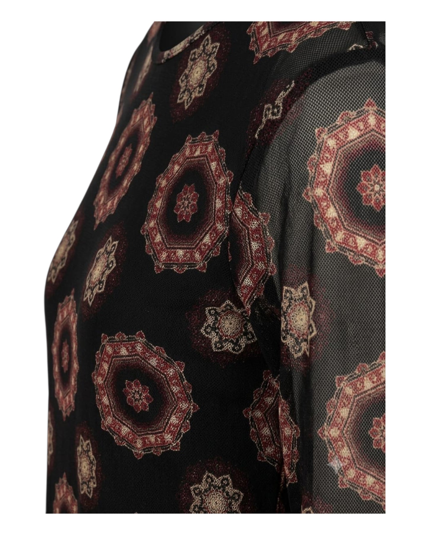 2000S SAG HARBOR BLACK MANDALA PRINT TOP