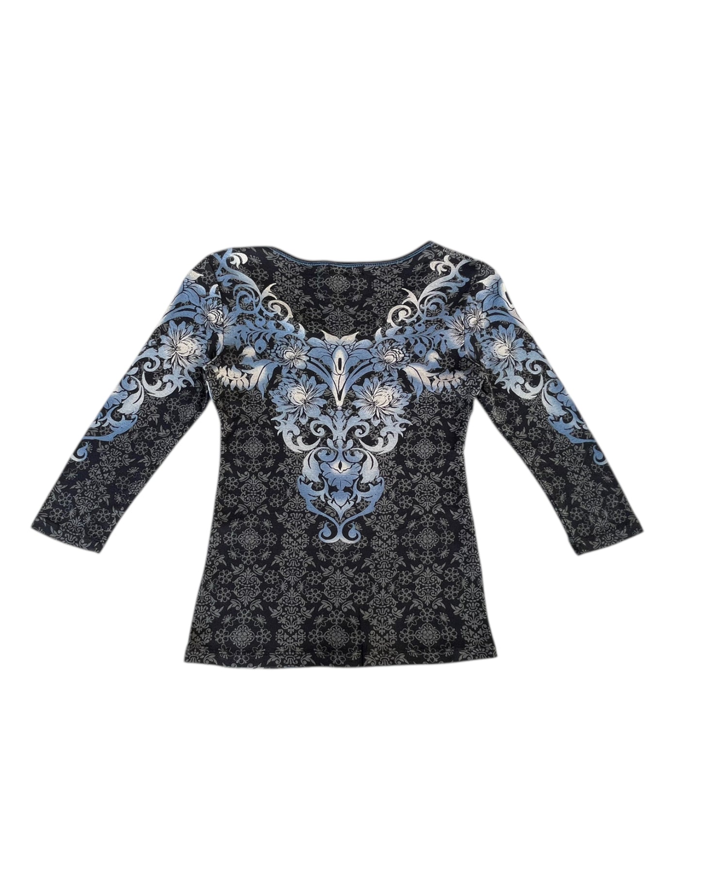 2000S VANILLA SUGAR FLORAL STUDDED TOP