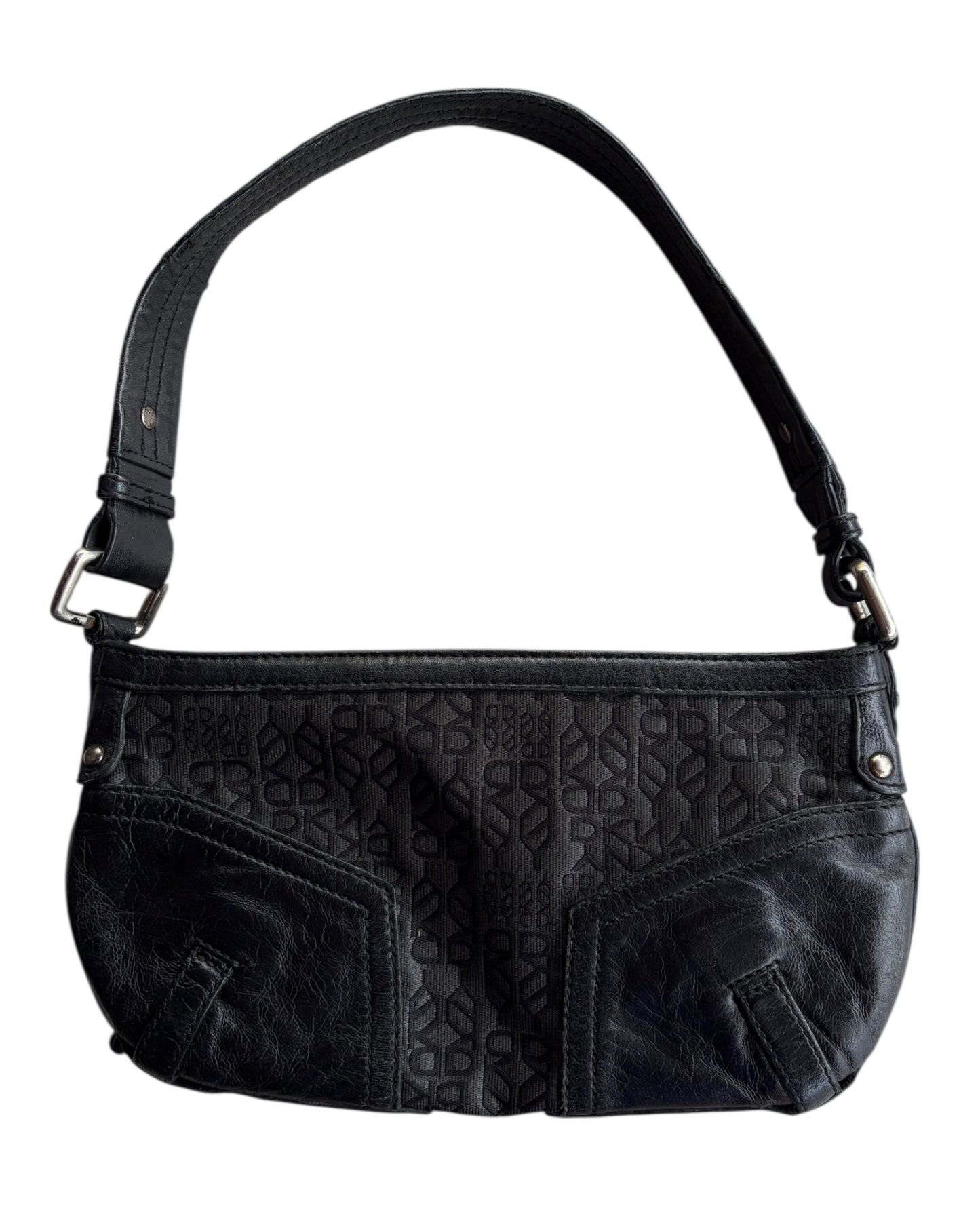 2000S DKNY BLACK MONOGRAM SHOULDER BAG