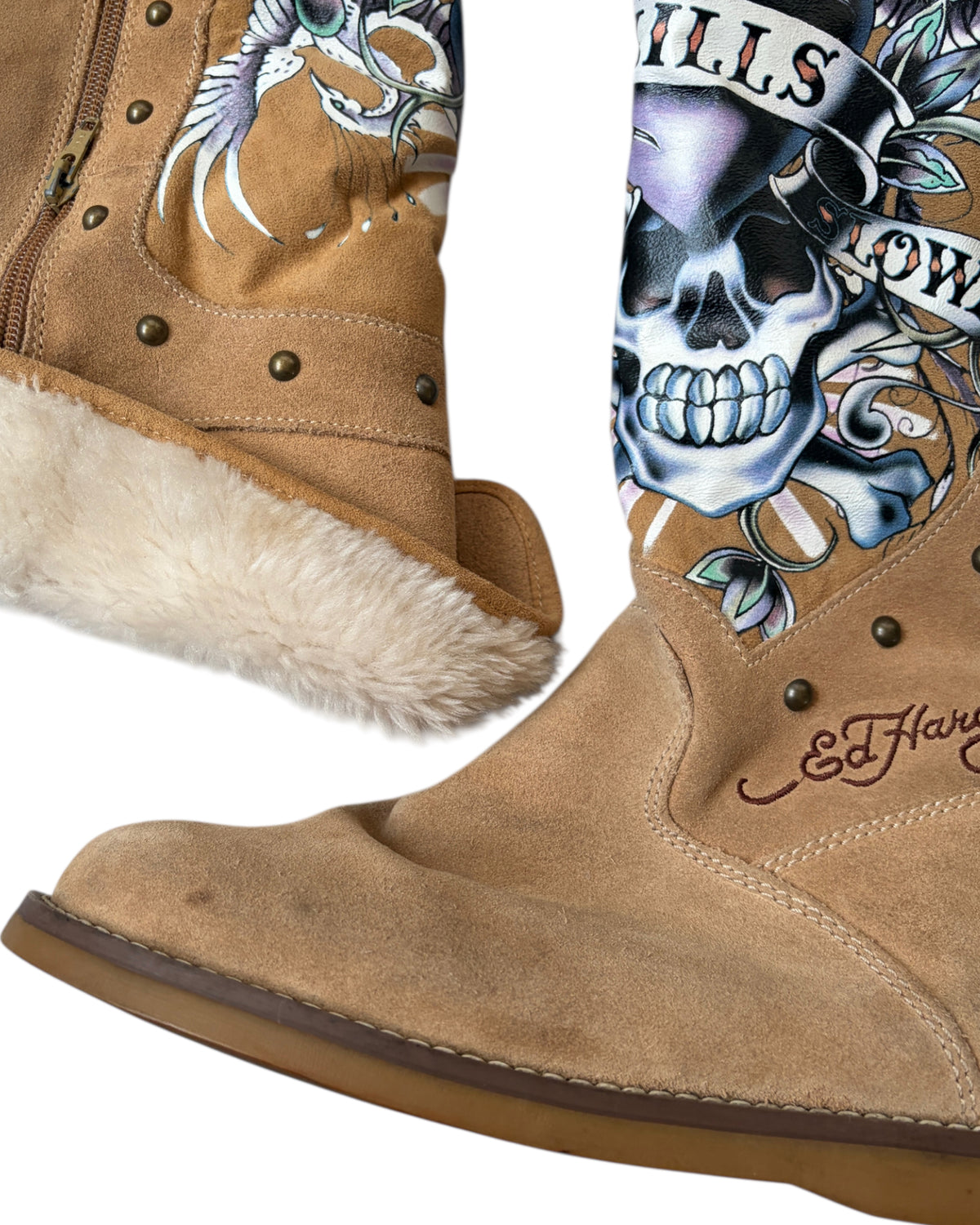 2000S ED HARDY LOVE KILLS SLOWLY HIGH BOOTS
