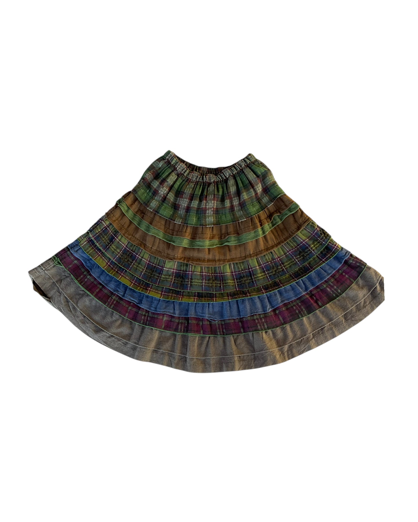 2000S PATCHWORK PLAID SKIRT