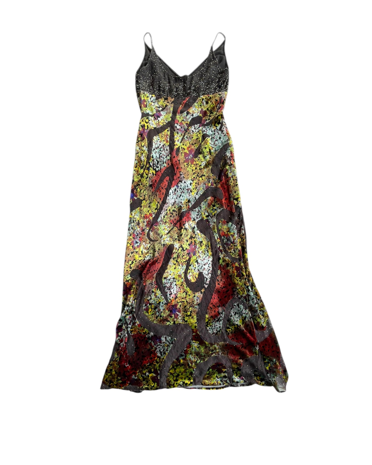 2000S ALBERTO MAKALI BEADED SILK MAXI DRESS