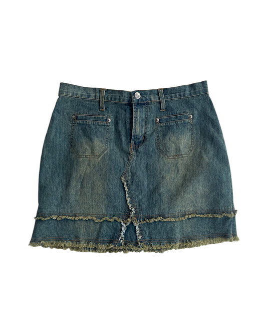 2000'S NATURAL DENIM PATCHWORK SKIRT