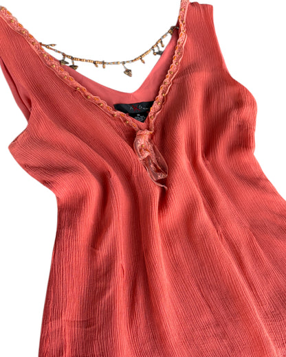 2000S AKS BY AMY K. SU SILK BEADED TOP