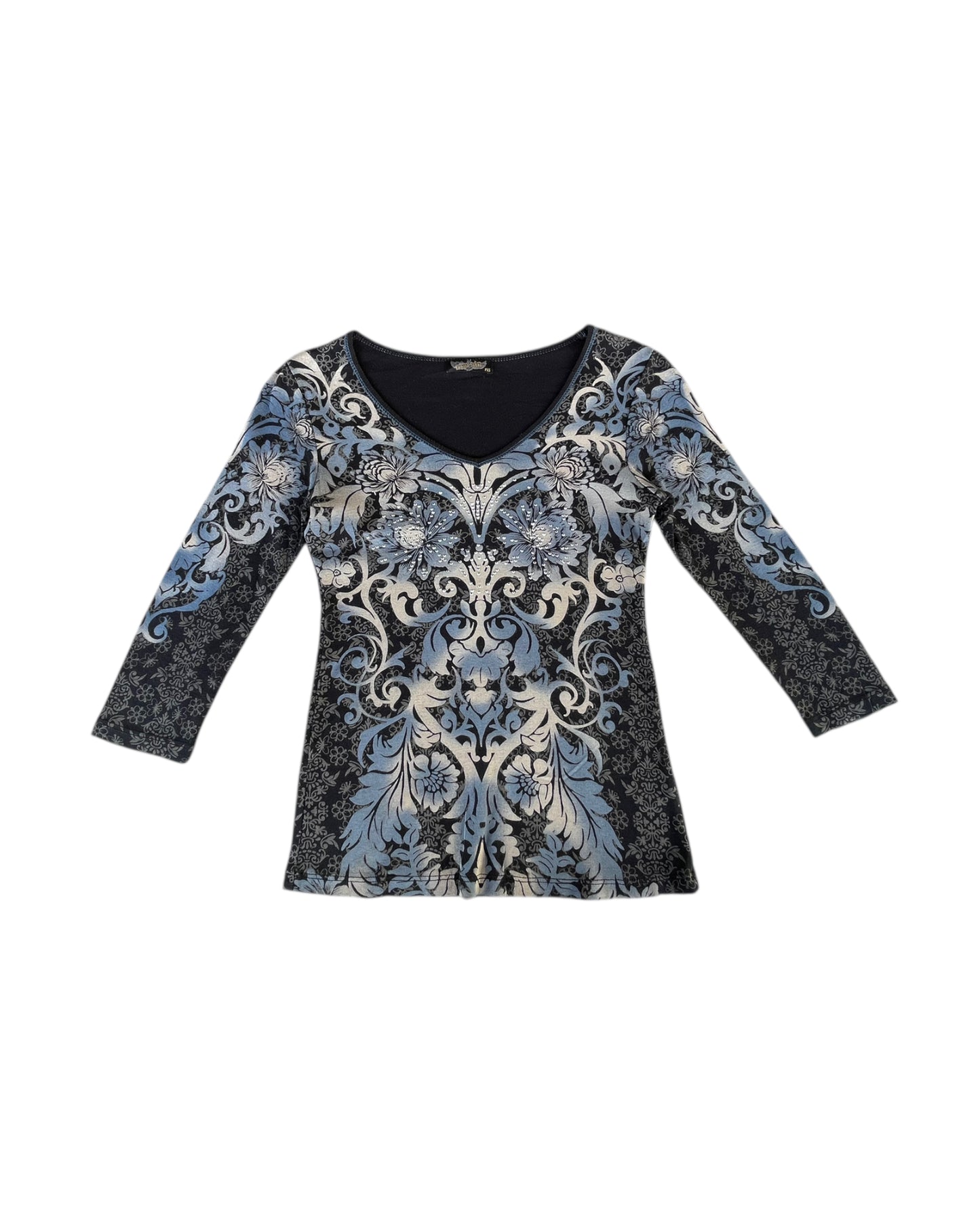 2000S VANILLA SUGAR FLORAL STUDDED TOP