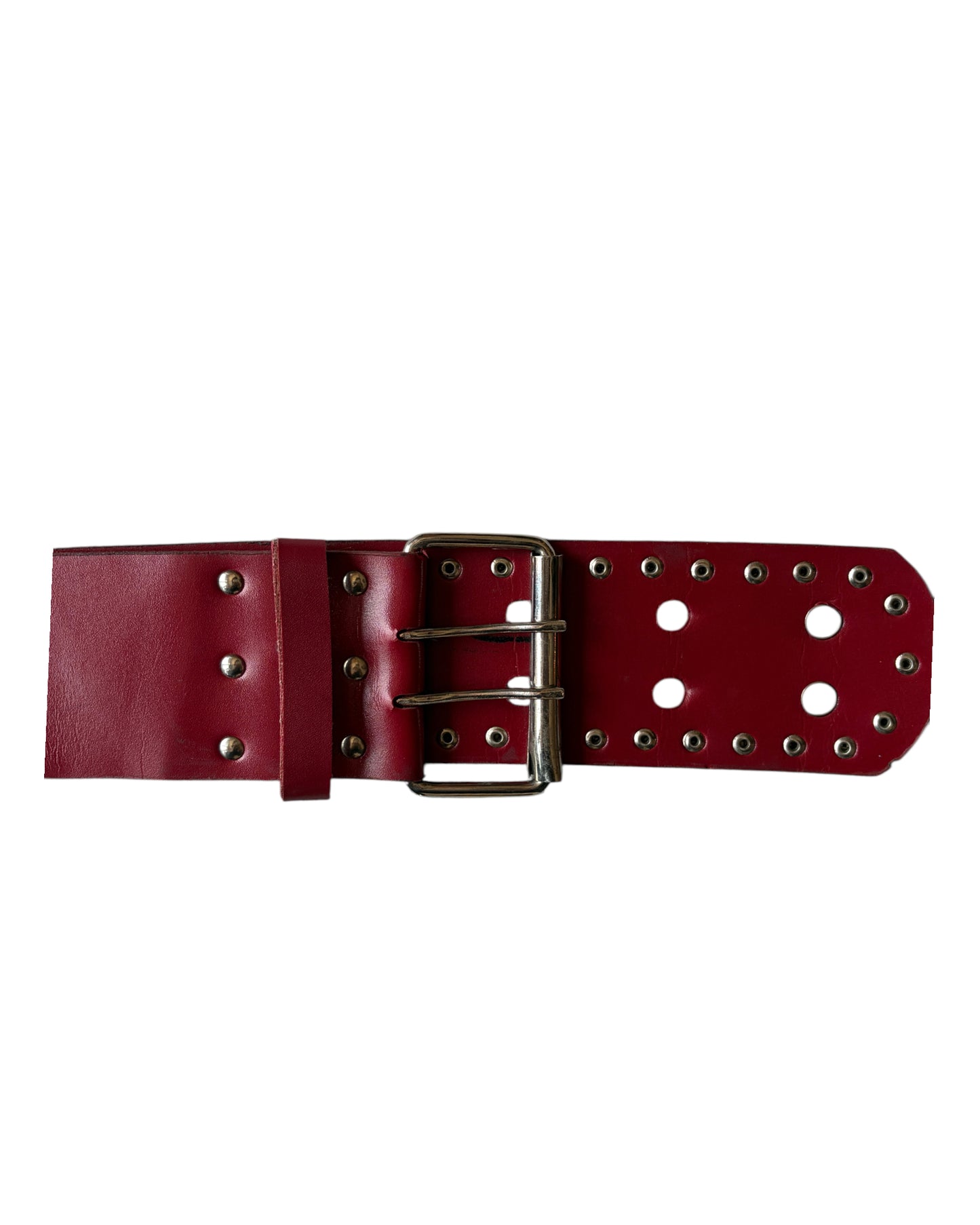 2000S RED LEATHER GROMMET BELT