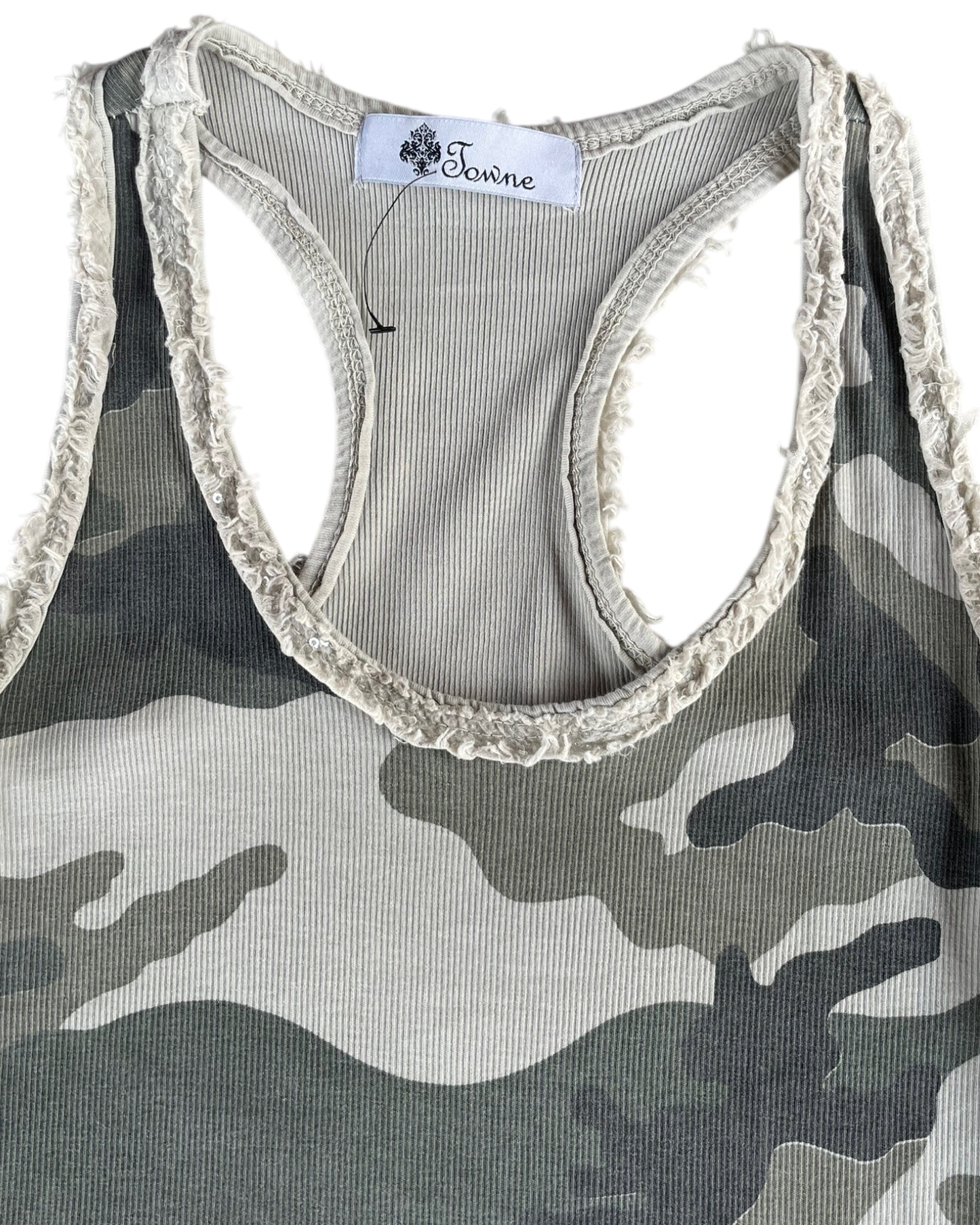 2000S TOWNE CAMOUFLAGE LACE TANK TOP