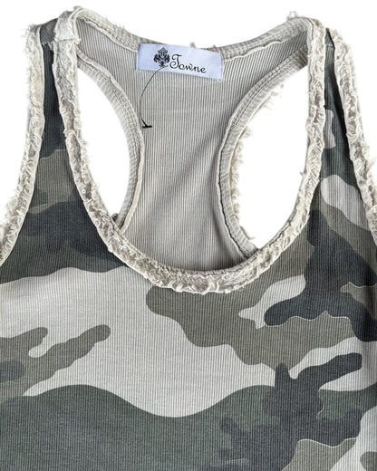 2000S TOWNE CAMOUFLAGE LACE TANK TOP