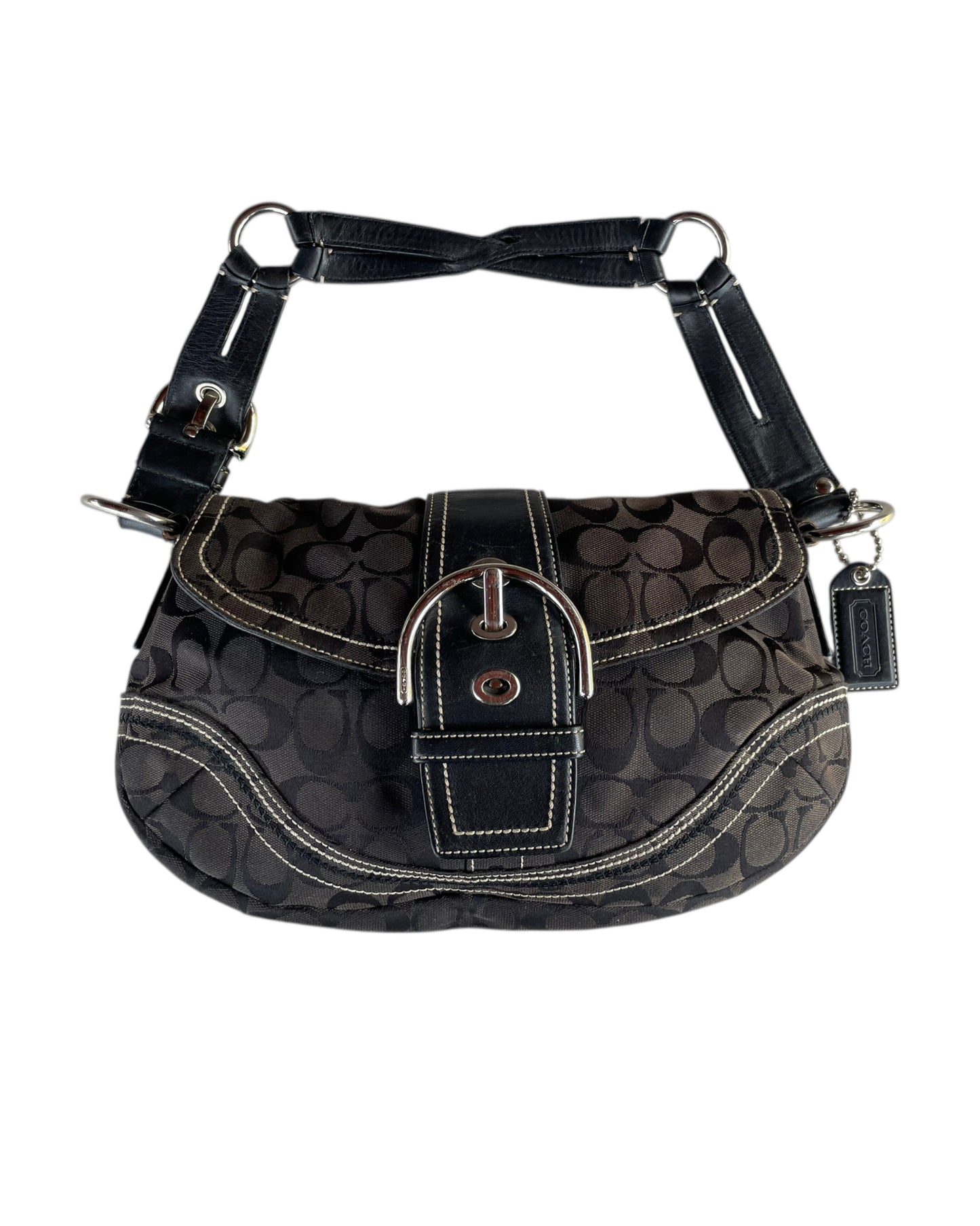 2000S COACH SIGNATURE BLACK HOBO BAG