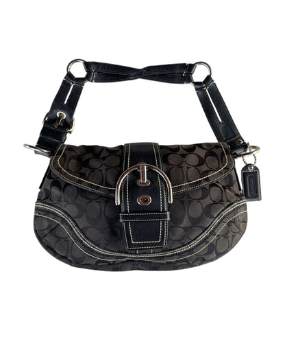 2000S COACH SIGNATURE BLACK HOBO BAG