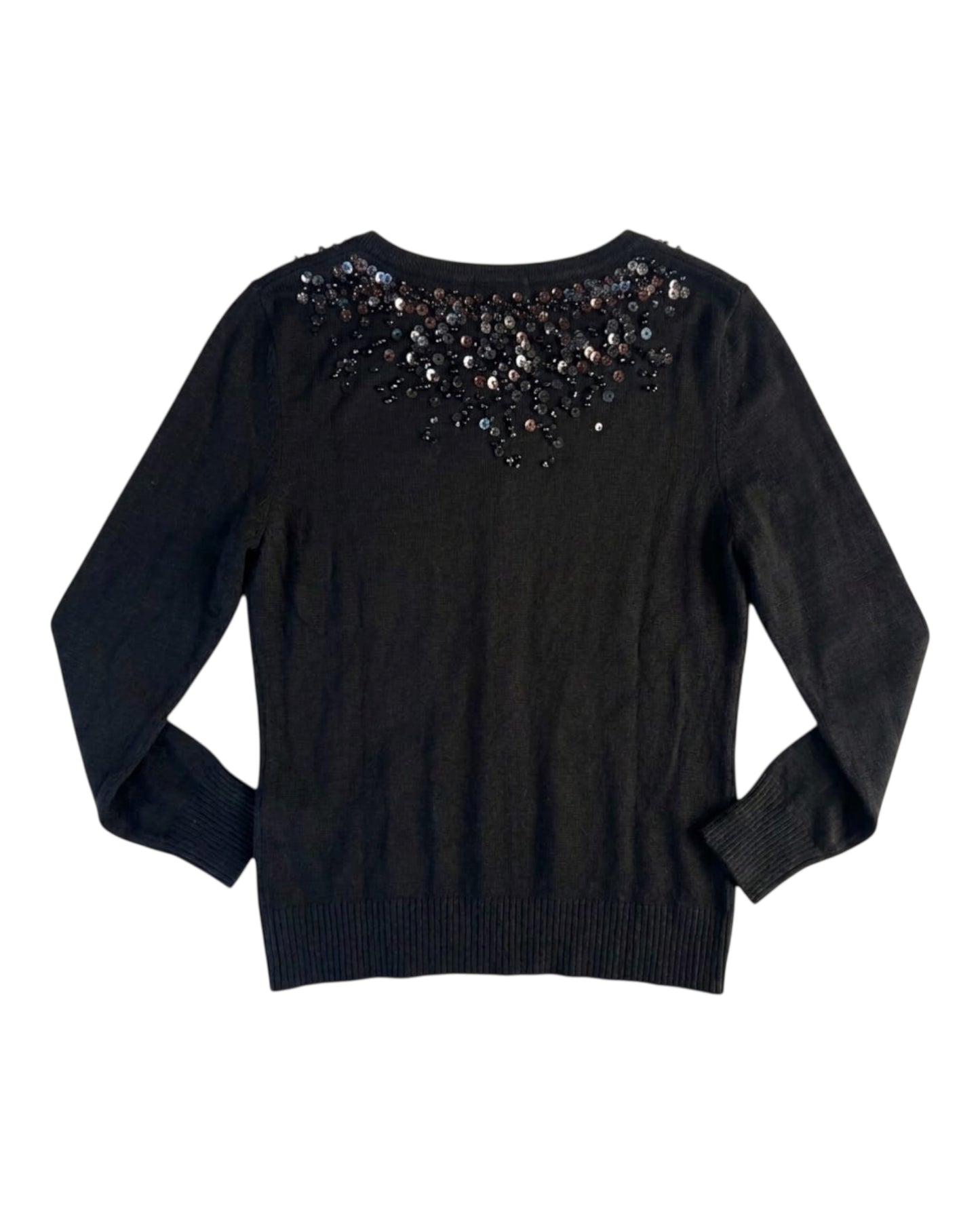2000S MODA INTERNATIONAL BLACK SEQUIN SILK SWEATER