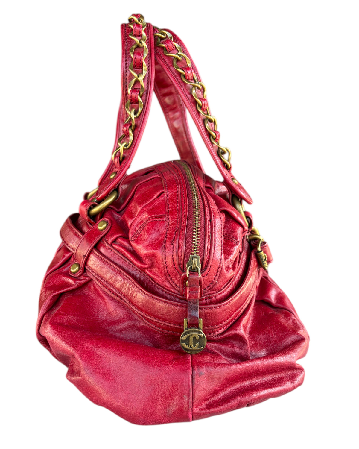 2000S JUST CAVALLI RED CHAIN HANDBAG
