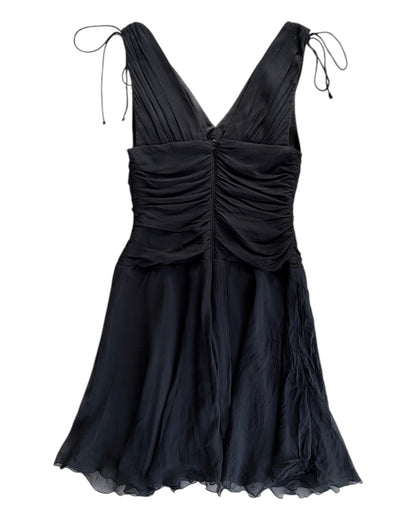 2000S EXPRESS BLACK RUCHE WRAP DRESS