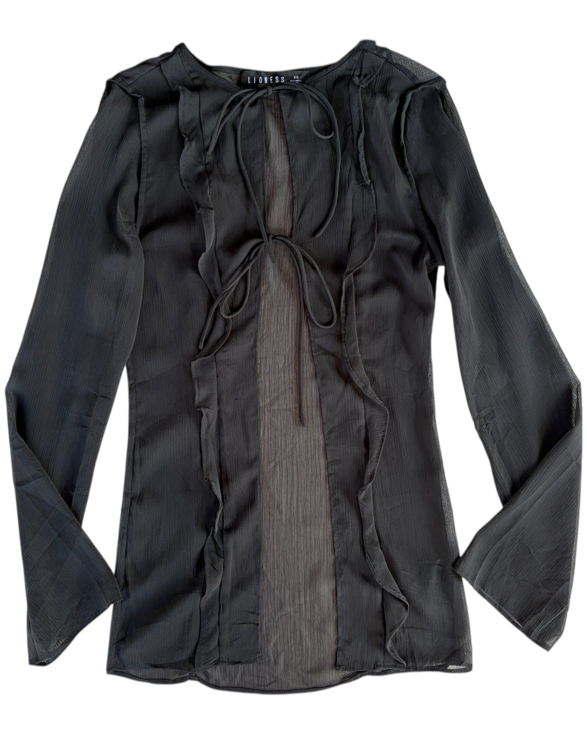 2000S LIONESS BLACK SHEER RUFFLE TOP
