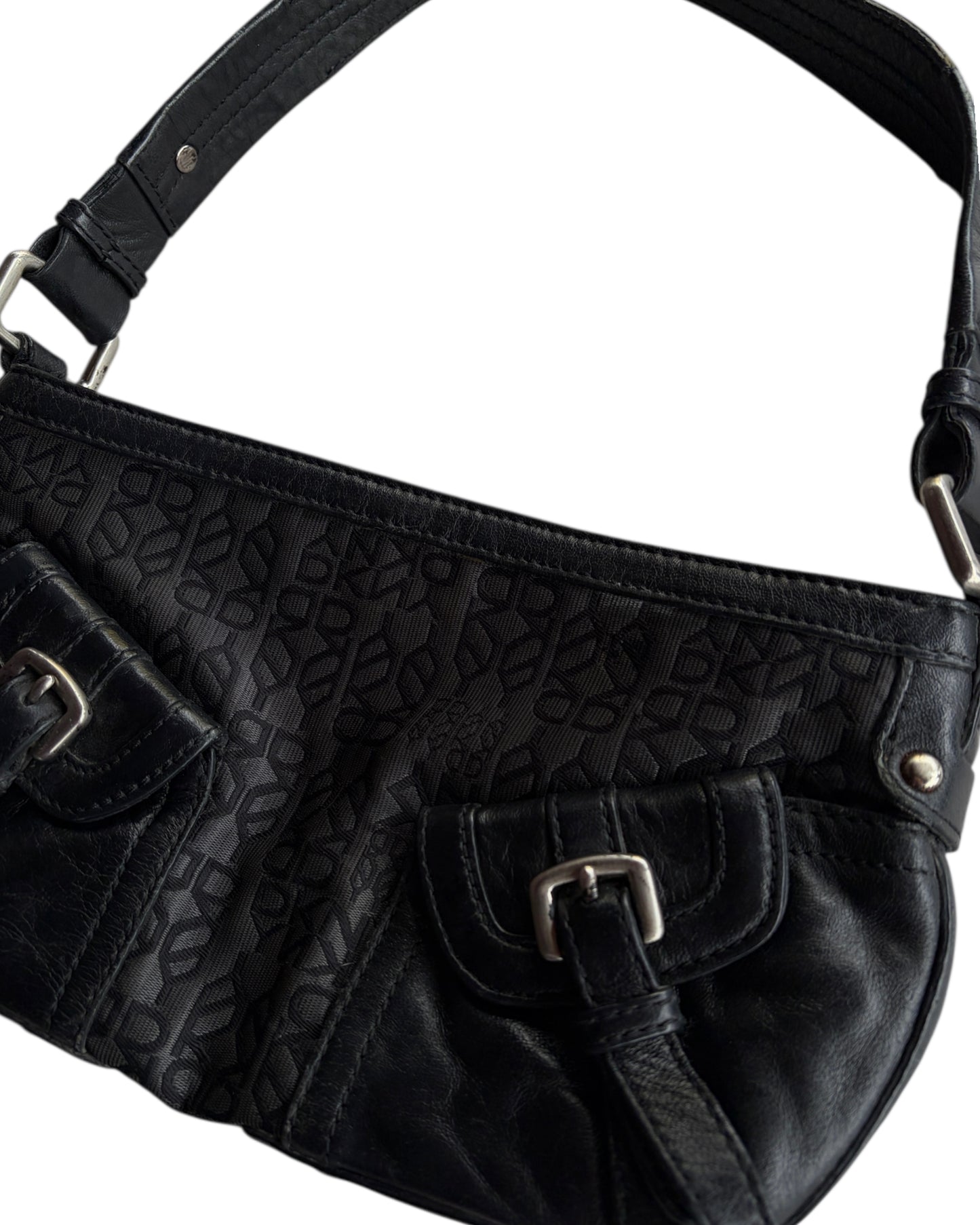 2000S DKNY BLACK MONOGRAM SHOULDER BAG