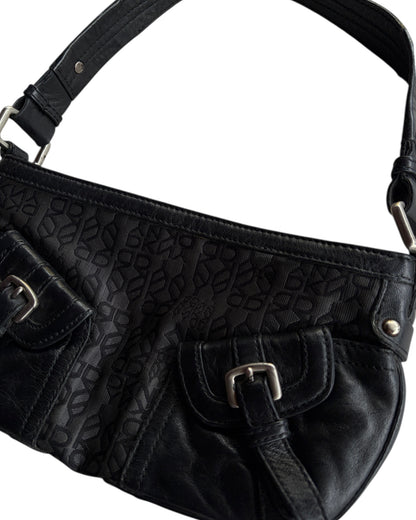 2000S DKNY BLACK MONOGRAM SHOULDER BAG