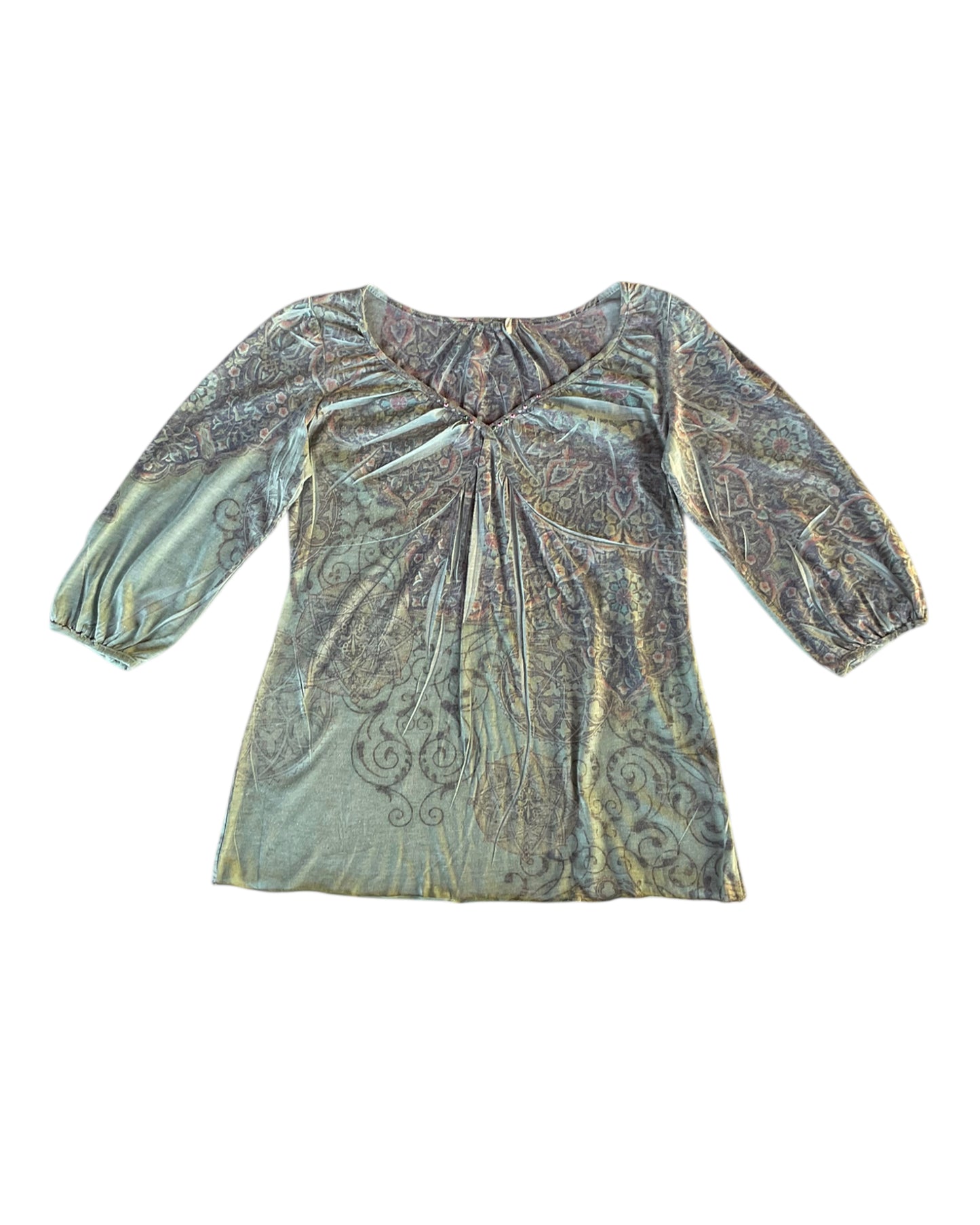 2000S BOHO PRINT BLOUSE