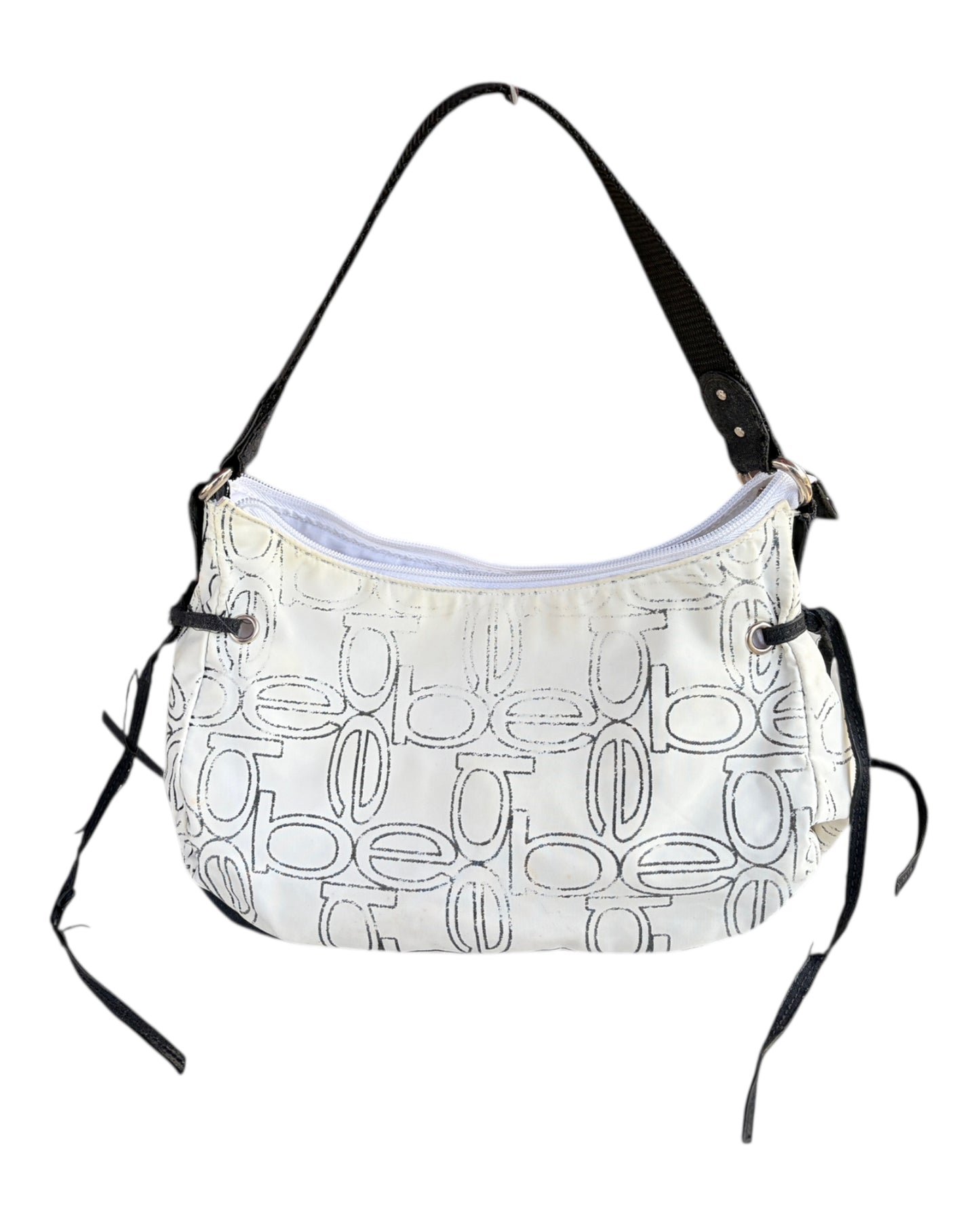 2000S BEBE WHITE LOGO SHOULDER BAG