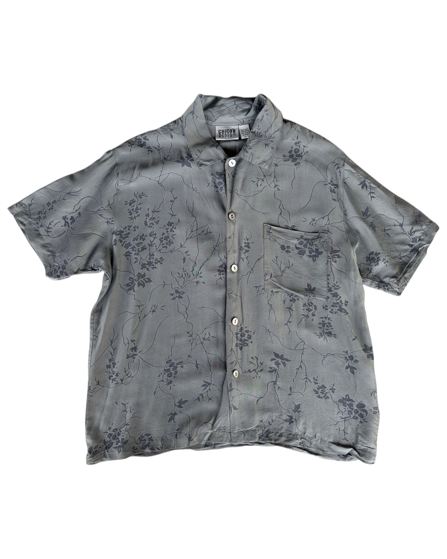 1990s CHICO’S DESIGN FLORAL SILK SHIRT