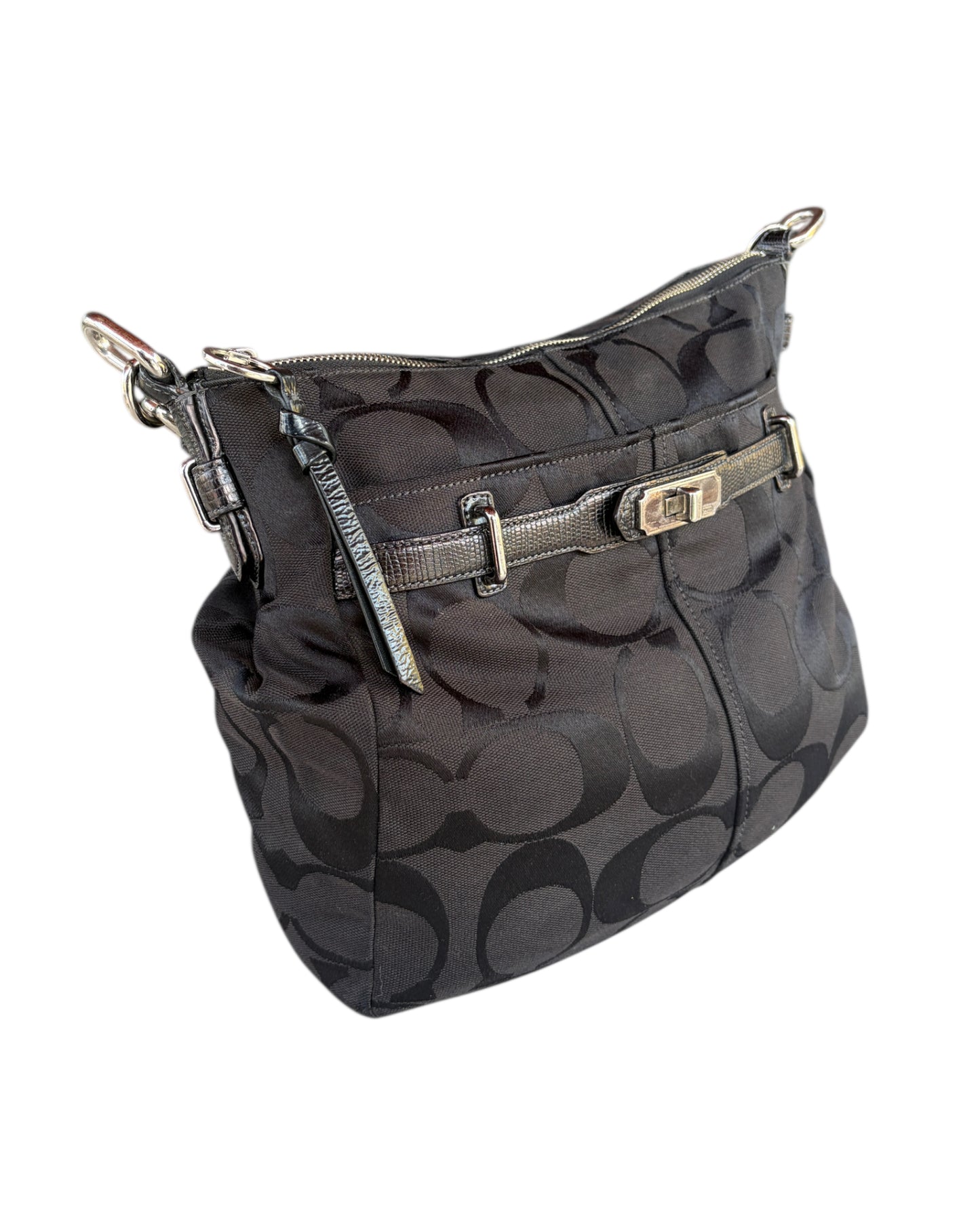 2000S COACH BLACK SIGNATURE SHOULDER BAG
