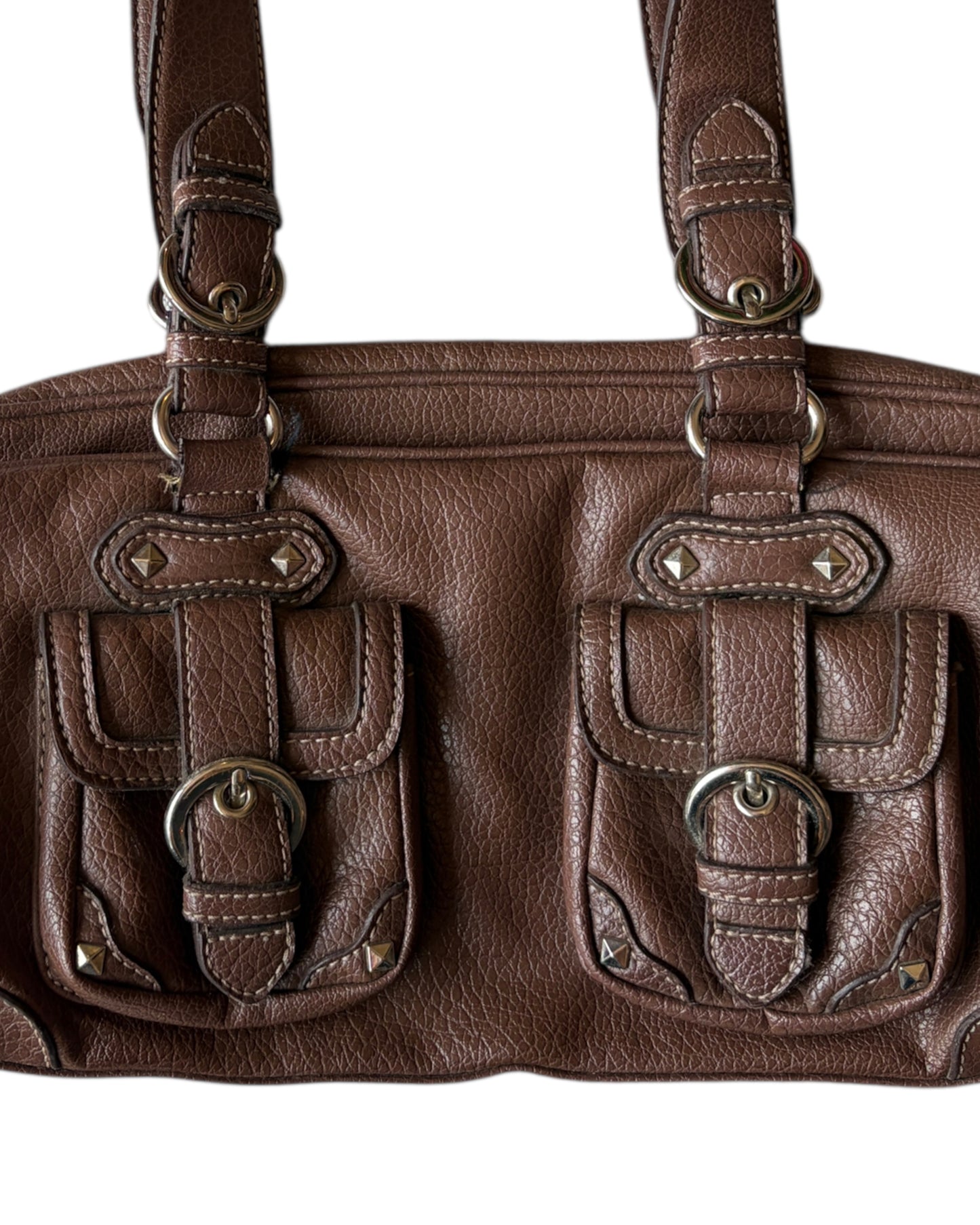2000S BROWN FAUX LEATHER SHOULDER BAG