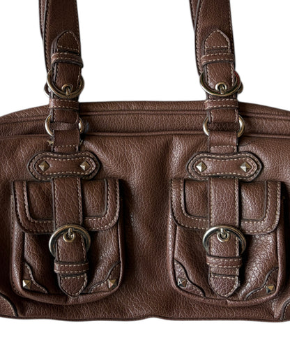 2000S BROWN FAUX LEATHER SHOULDER BAG