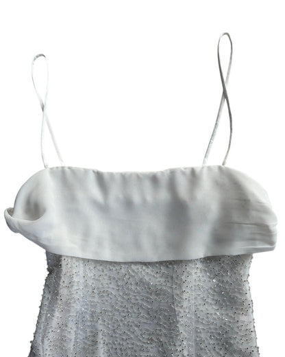 2000S WHITE SEQUIN RUFFLE TOP
