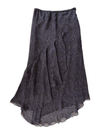 2000S KATHY LEE BLACK PAISLEY SKIRT
