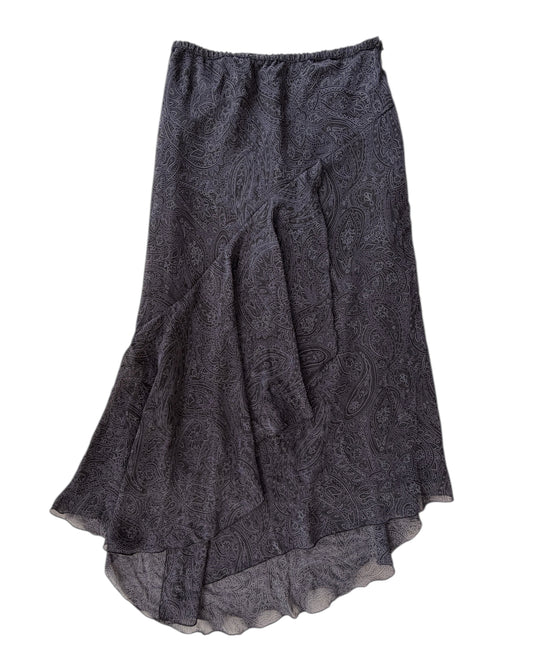2000S KATHY LEE BLACK PAISLEY SKIRT