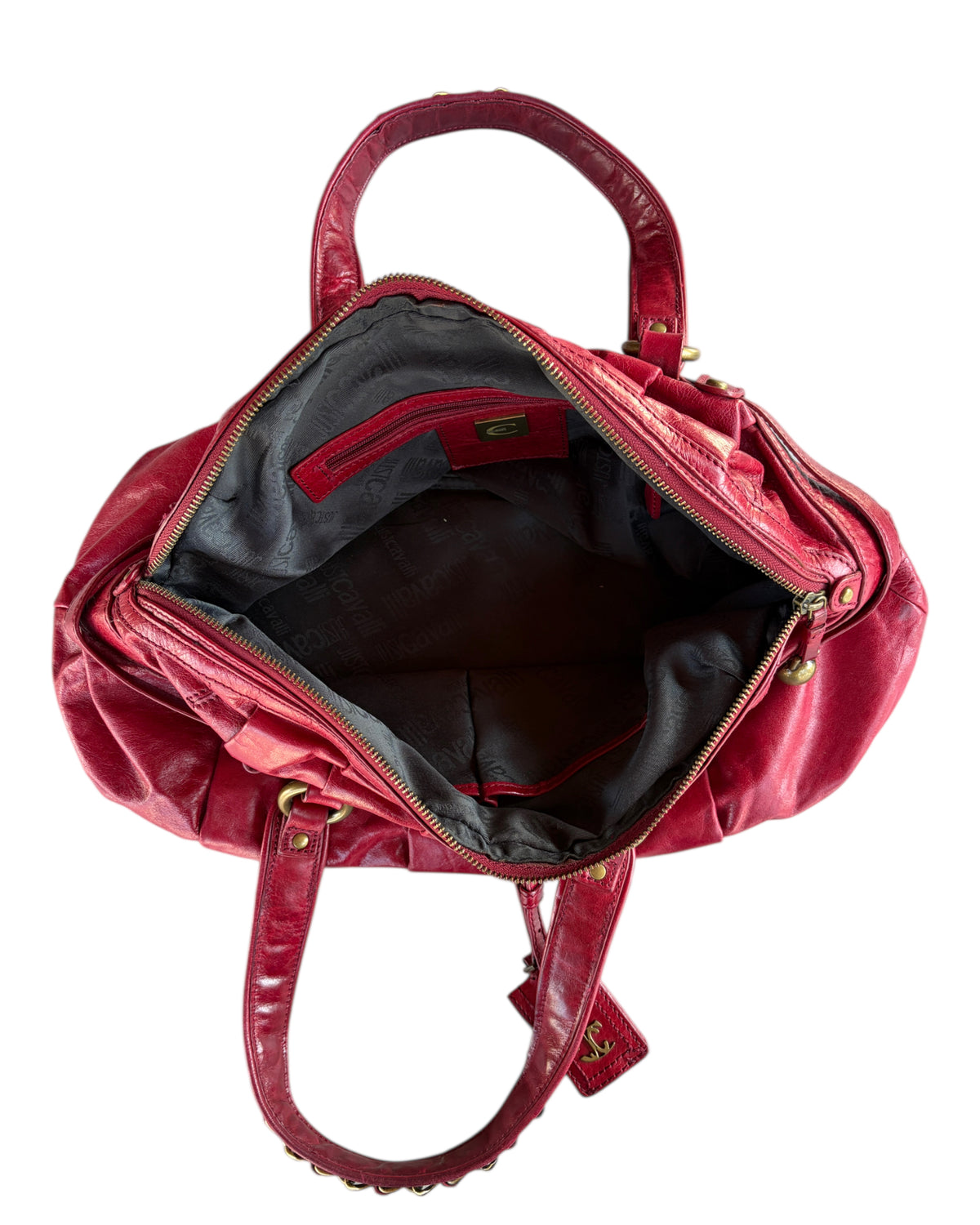 2000S JUST CAVALLI RED CHAIN HANDBAG