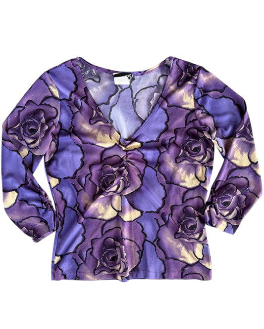 2000S FASHION BUG PURPLE ROSE TOP