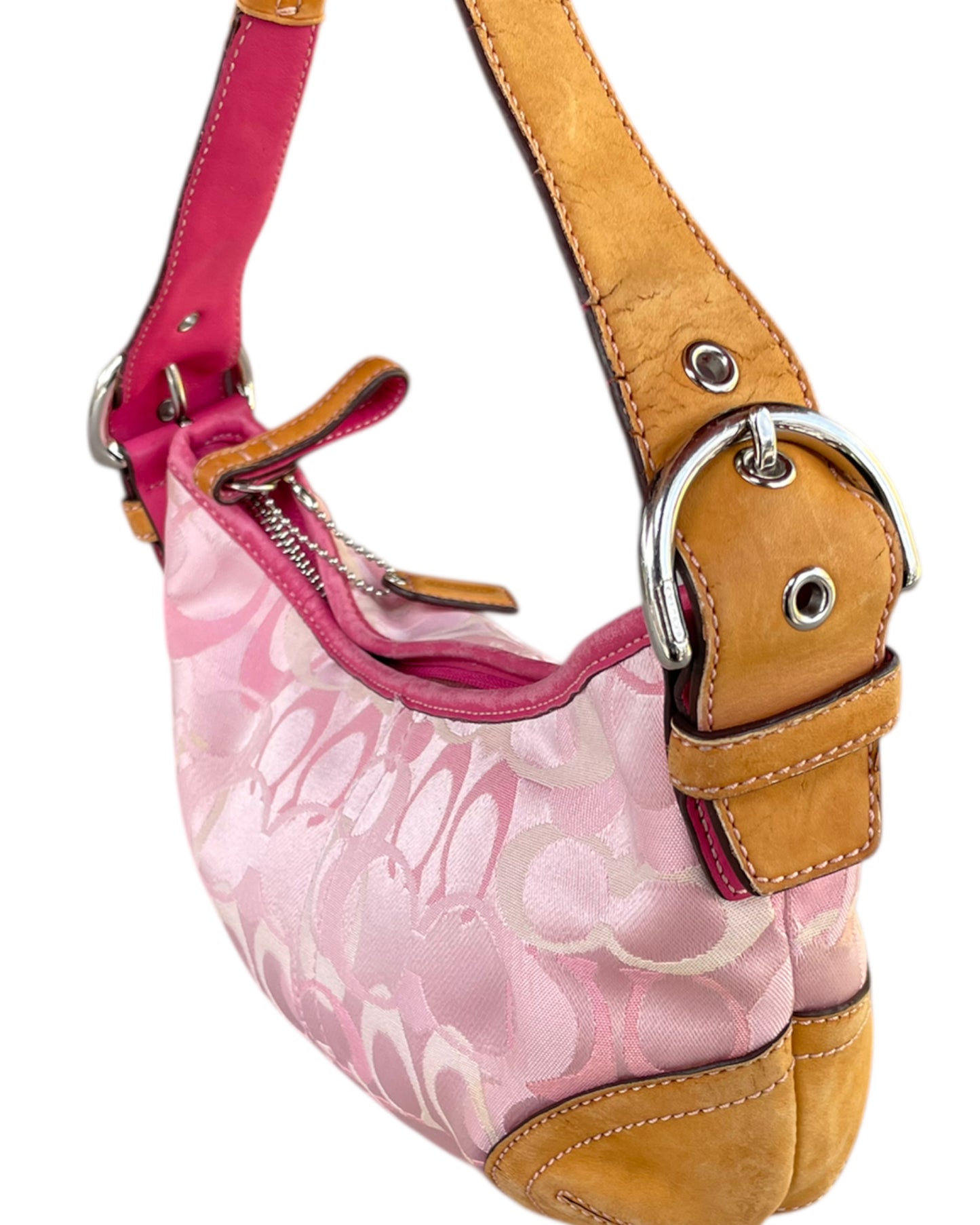 2000S COACH PINK SIGNATURE HOBO BAG