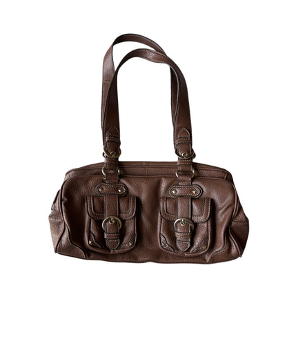 2000S BROWN FAUX LEATHER SHOULDER BAG