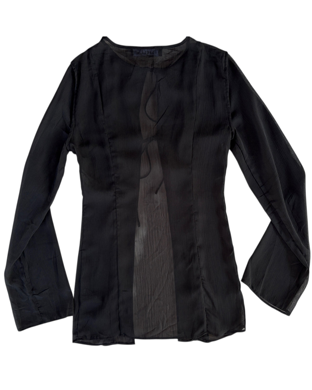 2000S LIONESS BLACK SHEER RUFFLE TOP