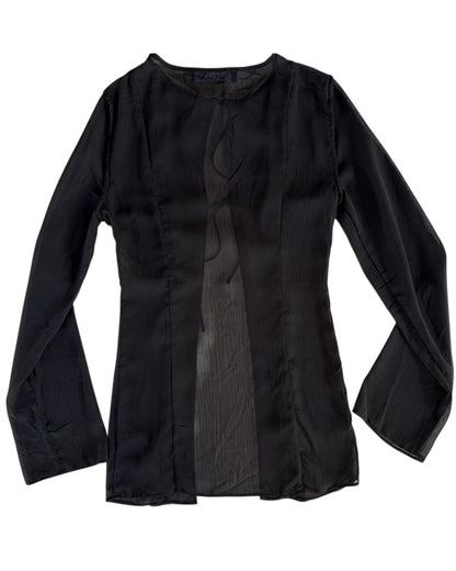 2000S LIONESS BLACK SHEER RUFFLE TOP