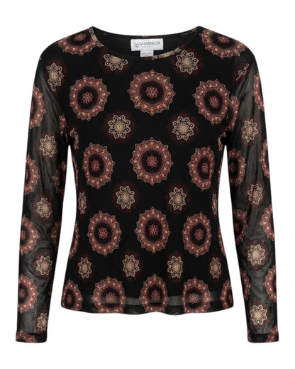2000S SAG HARBOR BLACK MANDALA PRINT TOP