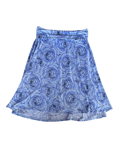 2000S LULAROE BLUE ROSE FLORAL SKIRT