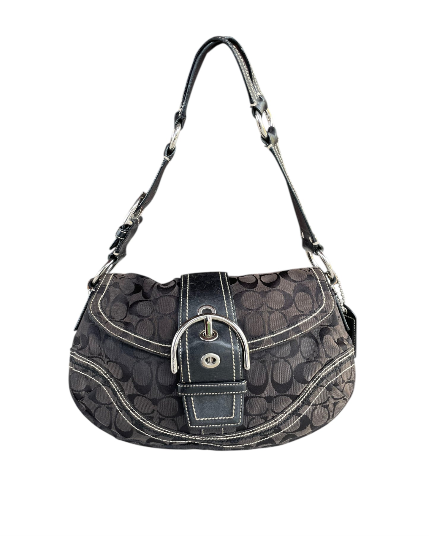 2000S COACH SIGNATURE BLACK HOBO BAG
