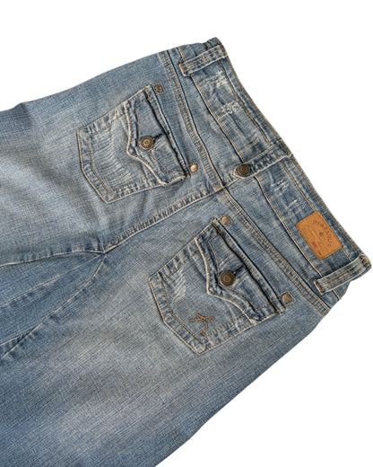 2000S HYDRAULIC DENIM MAXI SKIRT