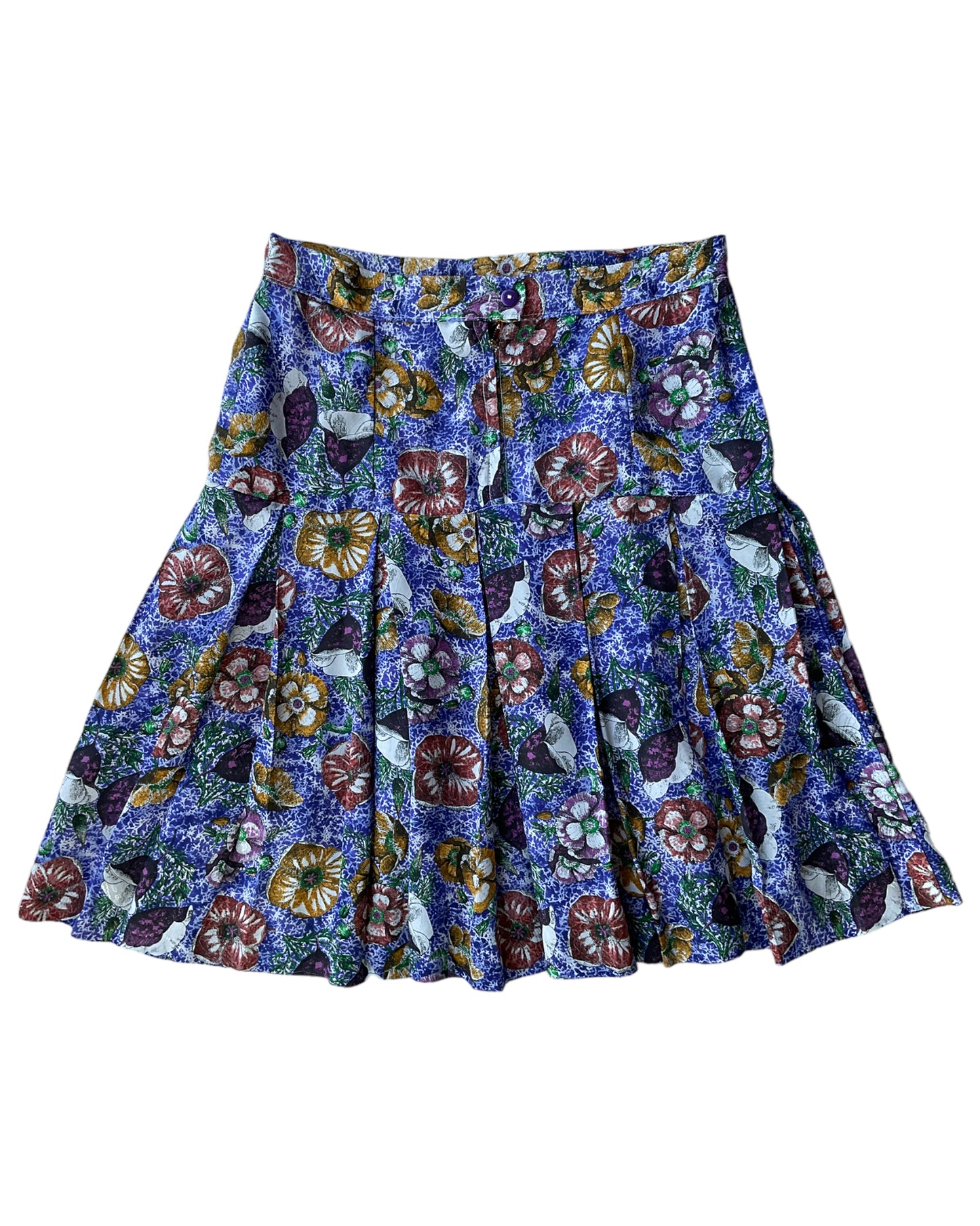 1990s BLUE FLORAL MIDI SKIRT