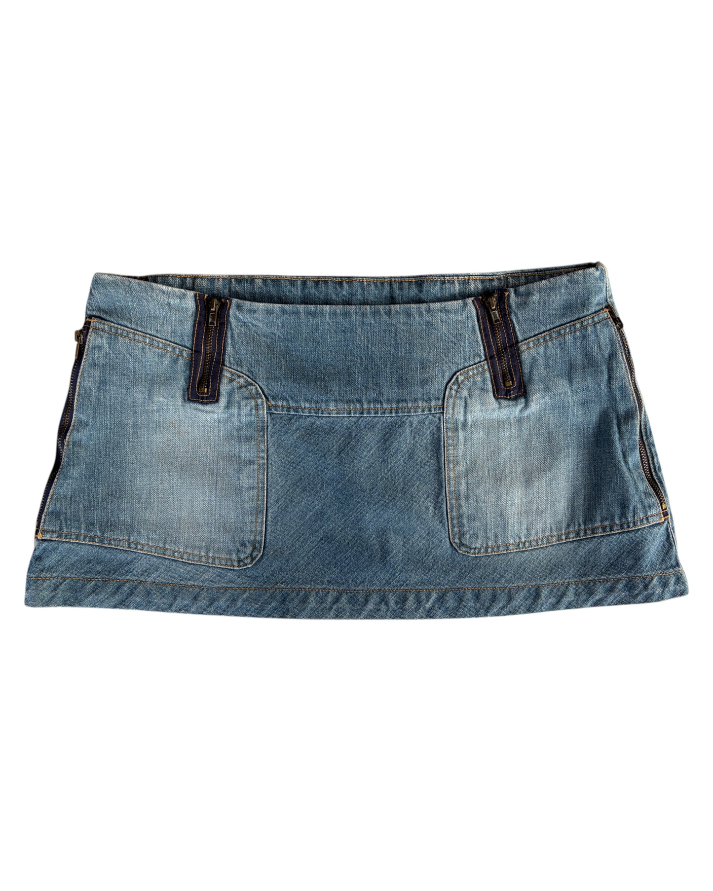 2000S XDYE BLUE DENIM MINI SKIRT