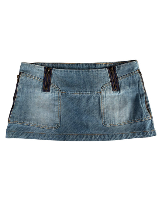 2000S XDYE BLUE DENIM MINI SKIRT