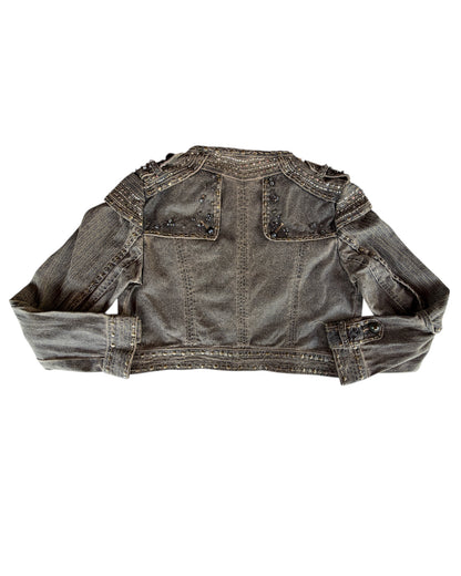 2000S ROSA & ROSE DISTRESSED STUDDED DENIM JACKET