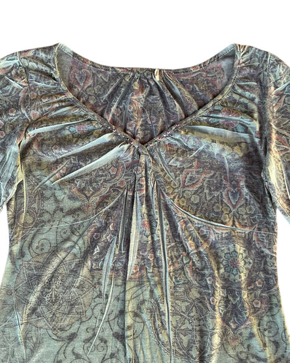 2000S BOHO PRINT BLOUSE