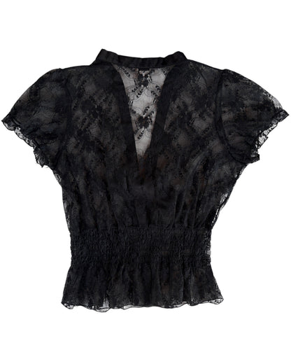 2000S CDW BLACK LACE TIE FRONT TOP