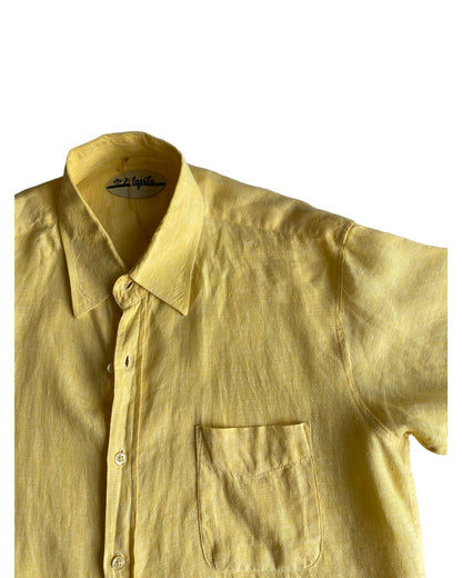 1980s YELLOW LINEN BUTTON UP