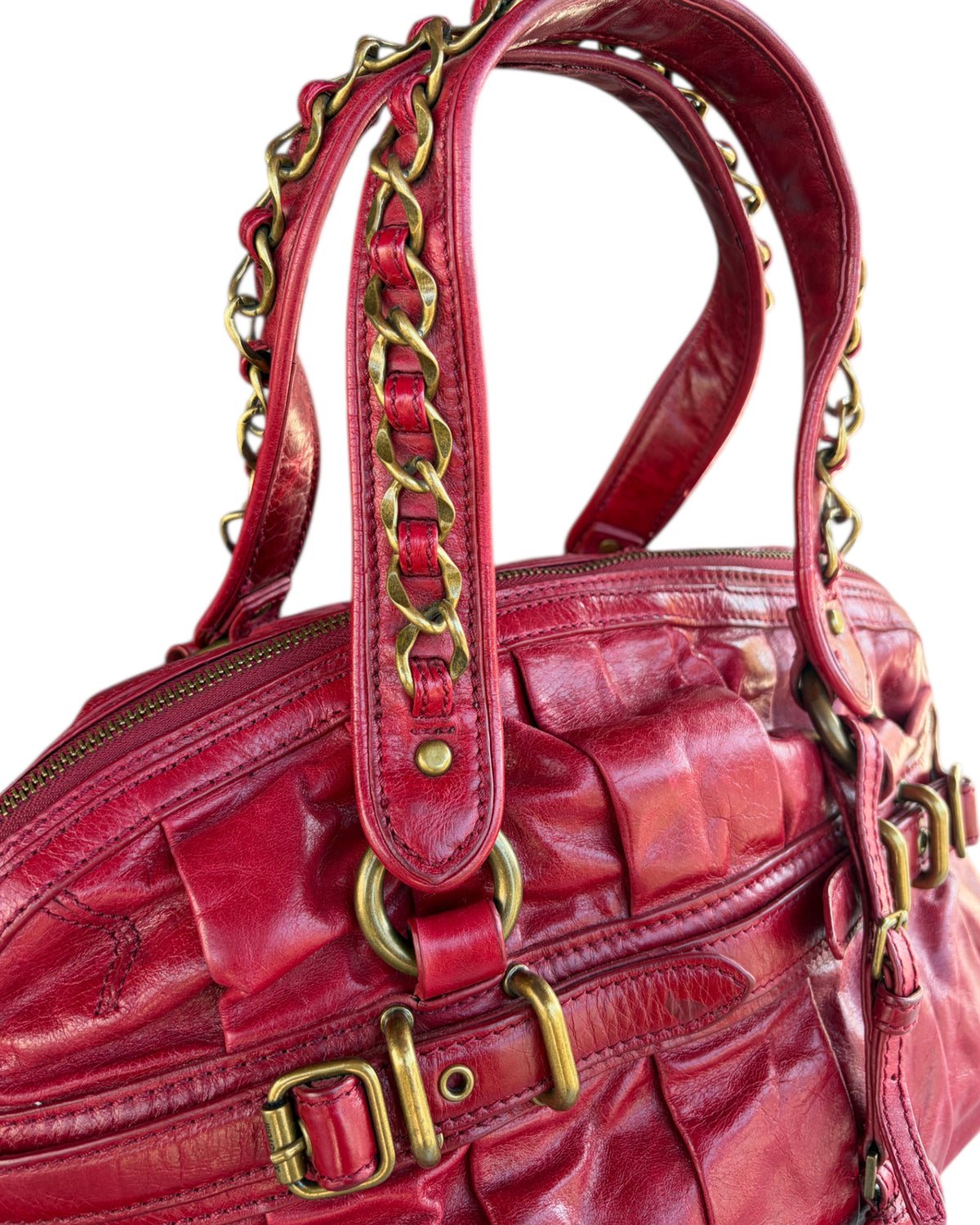 2000S JUST CAVALLI RED CHAIN HANDBAG